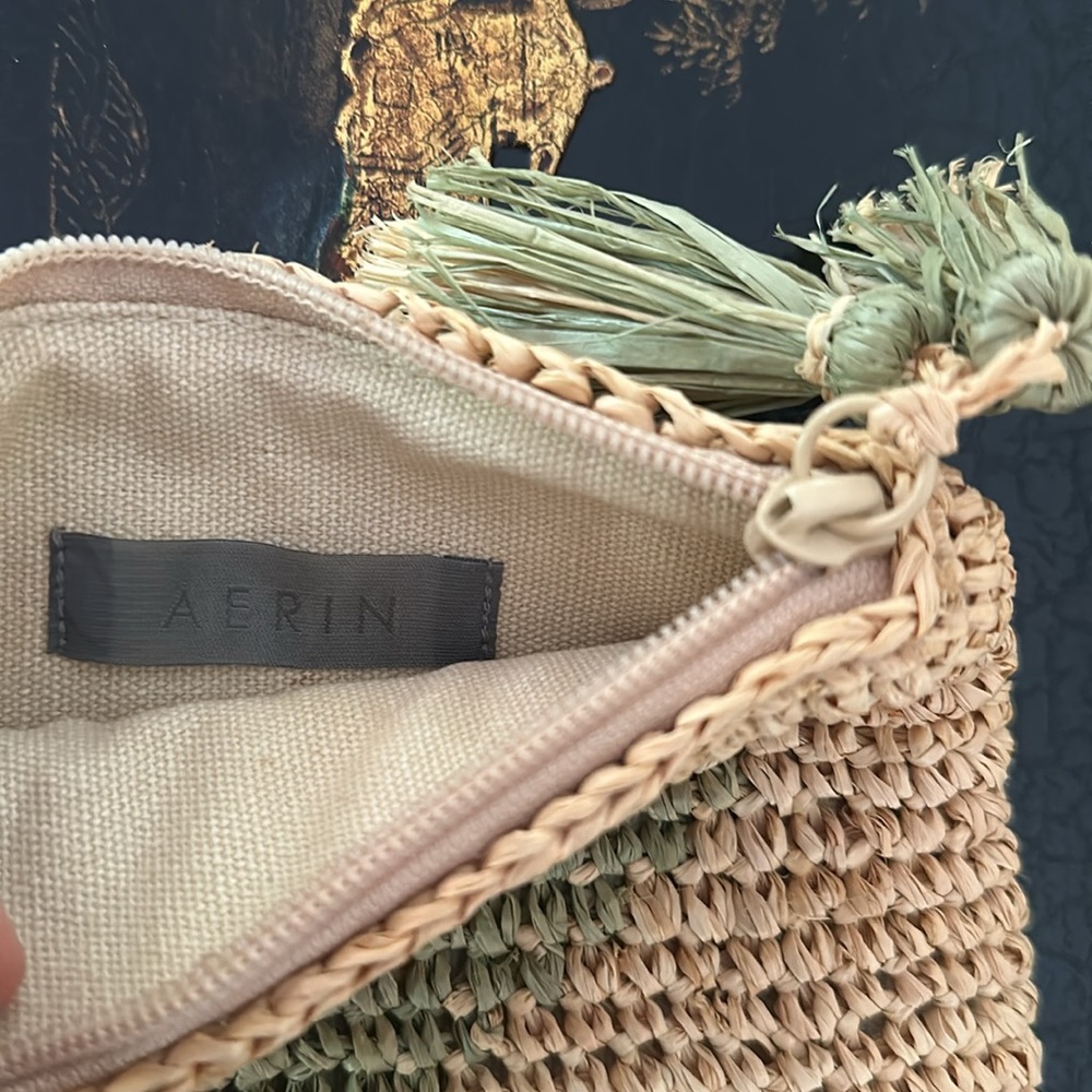 Aerin Small Heart Raffia Zip-Pouch - Picture 3 of 3